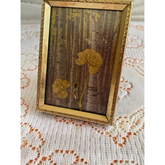 Vintage 1960s Brass Frame With Pressed Four-Leaf Clover Art - Picture 10 of 12